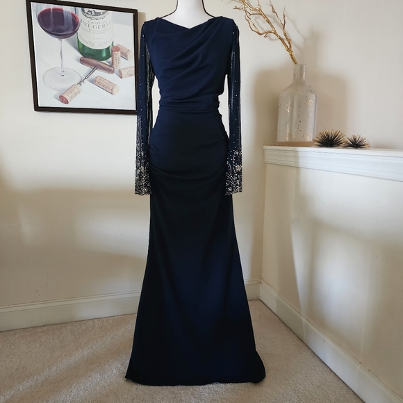 🔥Betsy & Adam Womens Beaded Long Evening Dress - Picture 3 of 15